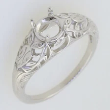 MTO Art Deco Style Sterling Silver Semi Mount Ring Setting Round RD 6x6mm