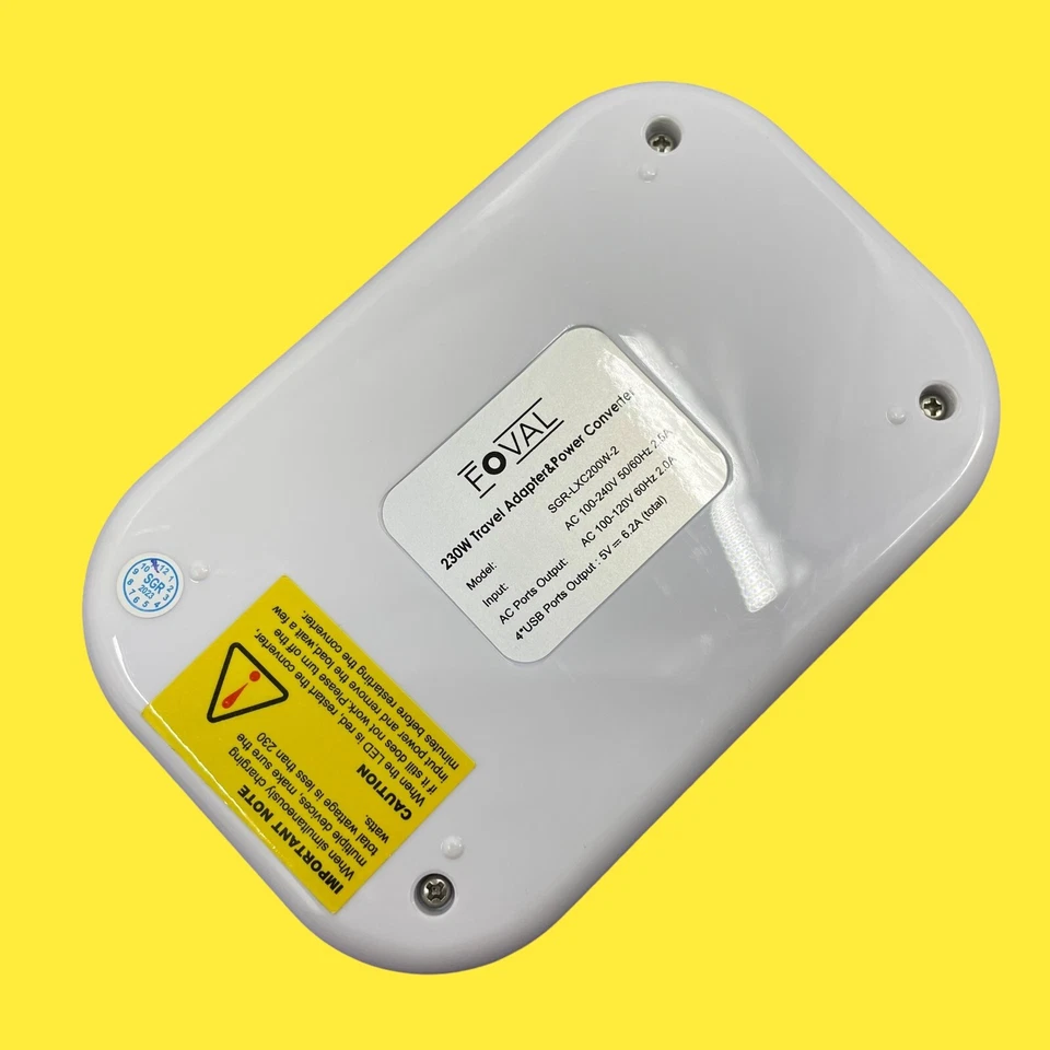 Adaptador de viaje FOVAL 230W cargador convertidor de voltaje con puertos USB #3449 Z65/20 Foto 4 de 4
