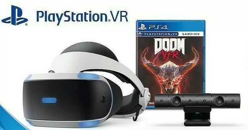 🔥New Sony PlayStation 4 5 PS4 VR Virtual Reality Headset Bundle Doom VFR  PSVR