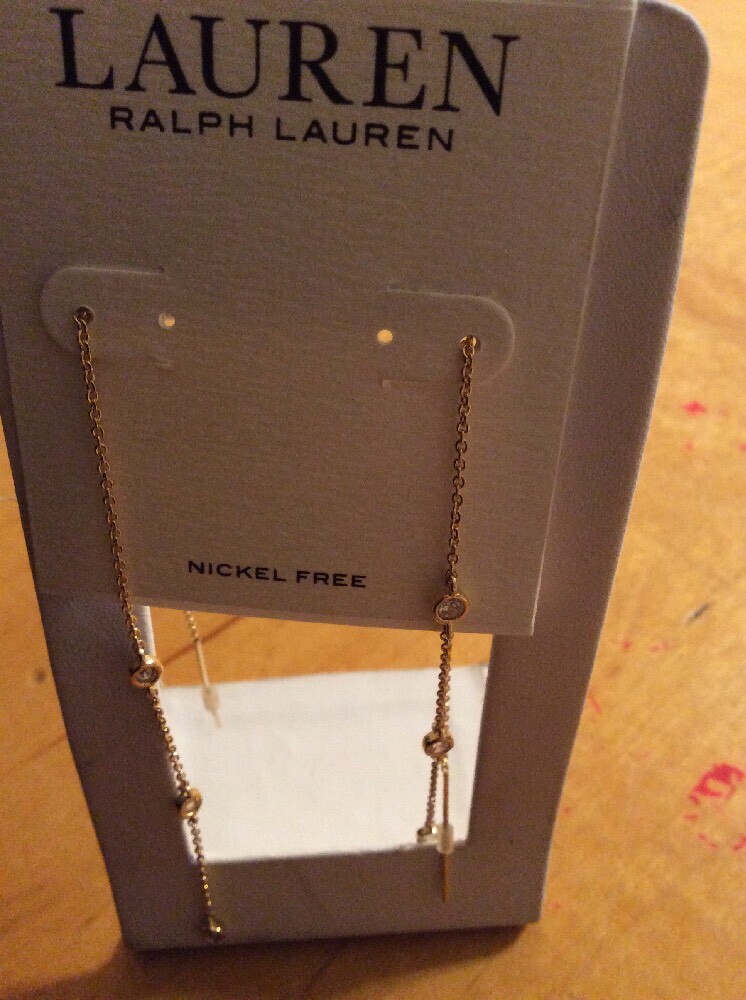 NWT Sample Lauren Ralph Lauren gold tone threader with clear