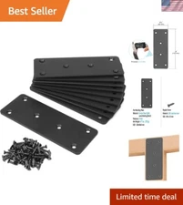 10 Pack 5" x 1-7/8" Black Flat Mending Plates - Durable Steel Braces for Repair