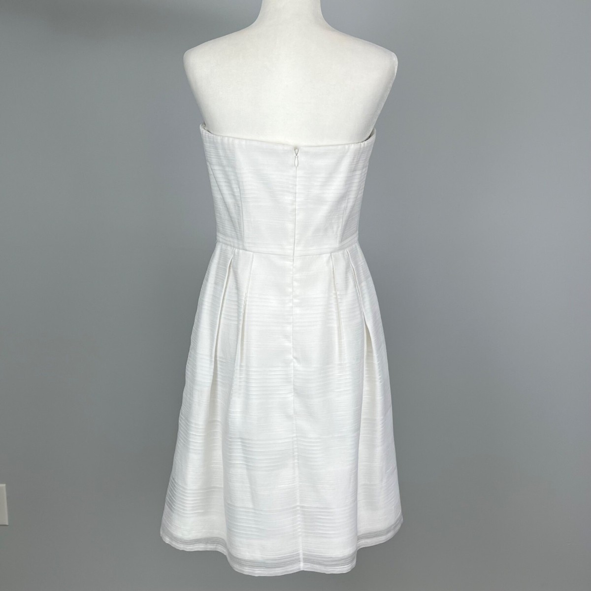 white house black market white strapless dress Lace Up Back Basque Waist Puff Mini Dress main image 0