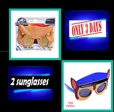 2 Sun-Staches Jurassic World T-Rex  Raptor CHASE Sunglasses 100 UV NEW