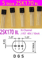 5 pezzi 2SK170 -BL N-Canal Audio JFET 40V / 10mA TO-92 lettera da DE
