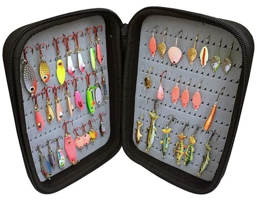 Trophy Angler EVA Foam Jig Lure Case, Galleggianti, Doppio Lato, Guscio Poliestere 600D - Foto 2 di 3