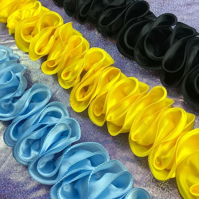 Acessórios de costura de tecido com babado de 5 jardas acabamento de borda de renda fita plissada 10 cm de largura - Imagem 2 de 4