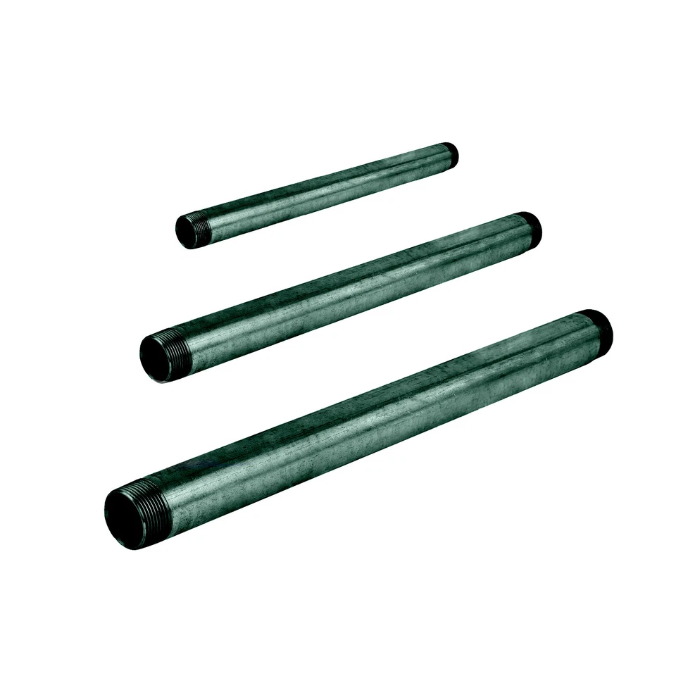 STABILO-SANITAER Gebo Rohrdoppelnippel 1/2 Zoll DN15 40-2000 mm Rohrnippel Gewindenippel schwarz