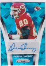 Panini NFL 2024 Prizm Football No. FBA-DCY Deron Cherry Blue Ice Auto 29/99