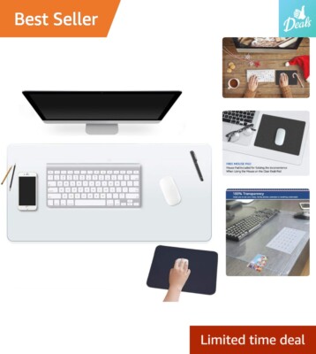 Premium Heavy-Duty Grip Clear Non-Slip Desk Pad - Waterproof - 16x32 ...