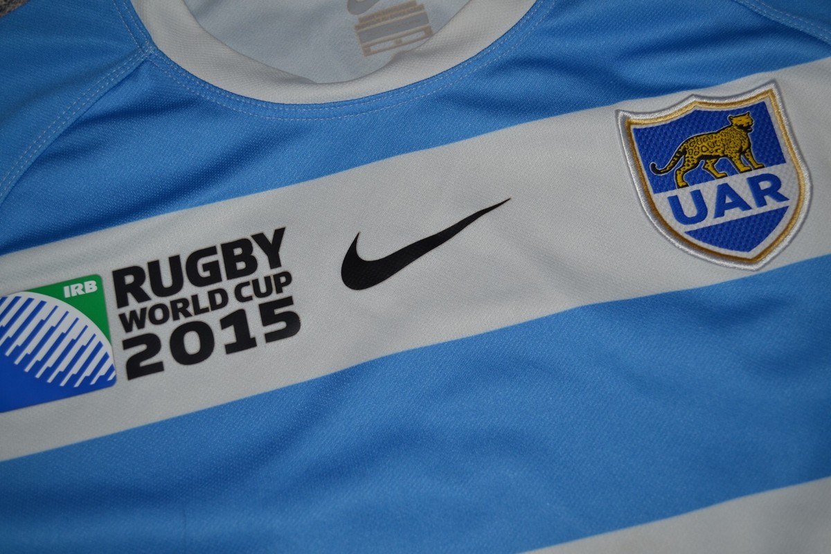 Nike UAR Argentina 2015 World Cup White Blue Rugby Jersey Mens Size M