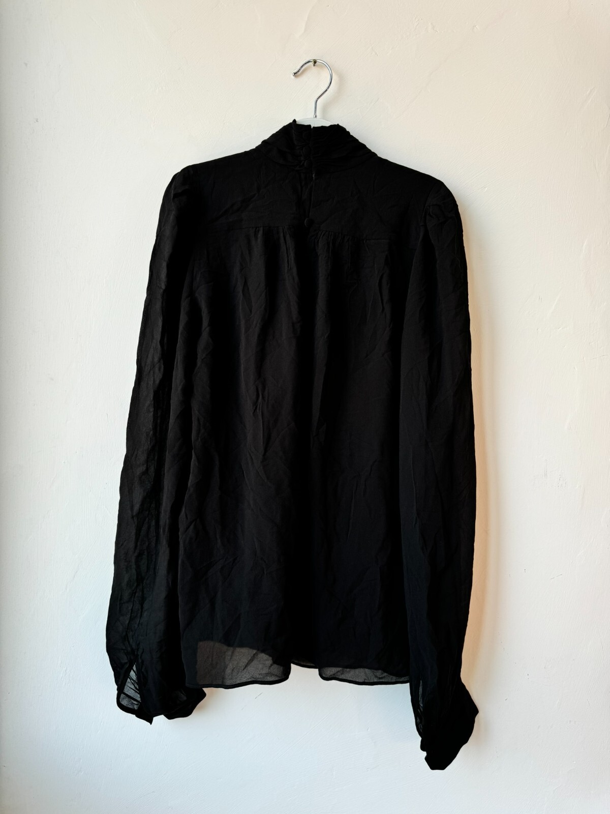 Blusa Saint Laurent Donna 38 Nero 100% Seta Made in Italy Pre Owned