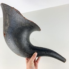 Antique Primitive Hand Made Composite Black Gramophone Horn Canvas Alligatoring