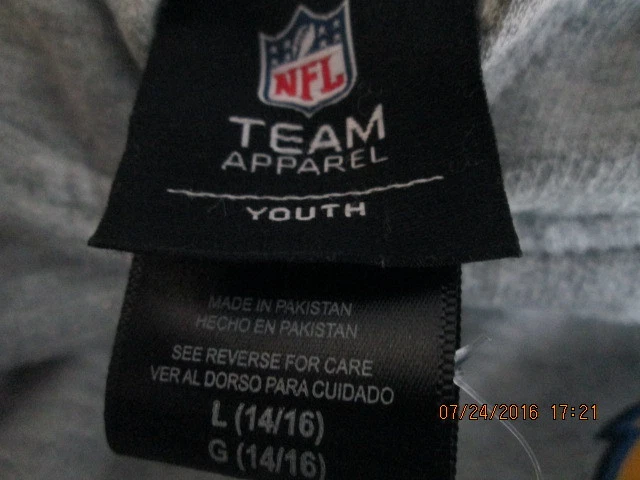 Boys San Diego Chargers Hoodie size L 14/16 Gray New with tags - Image 4 of 4
