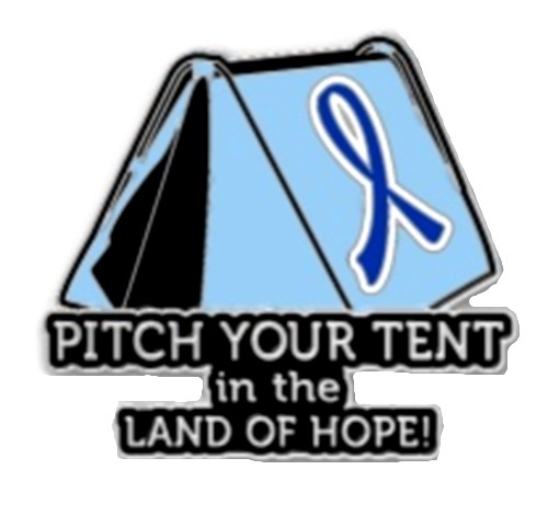 Blue Ribbon Lapel Pin Cancer Awareness Pitch Your Tent in the Land of Hope New - Afbeelding 1 van 1