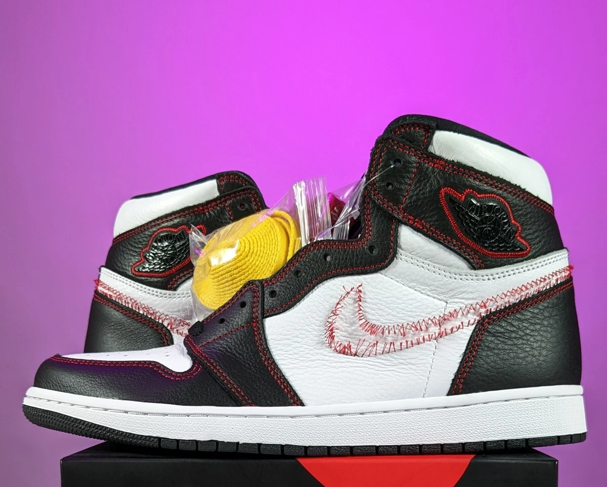 Jordan 1 retro high sales defiant white black gym red