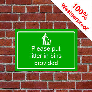 Stickers/ Adhesive Waterproof Please put rubbish in bins provided Signs PVC