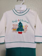 Vintage Baby's 1st Christmas Outfit 2 piece Size 6/9 months Used As-Is