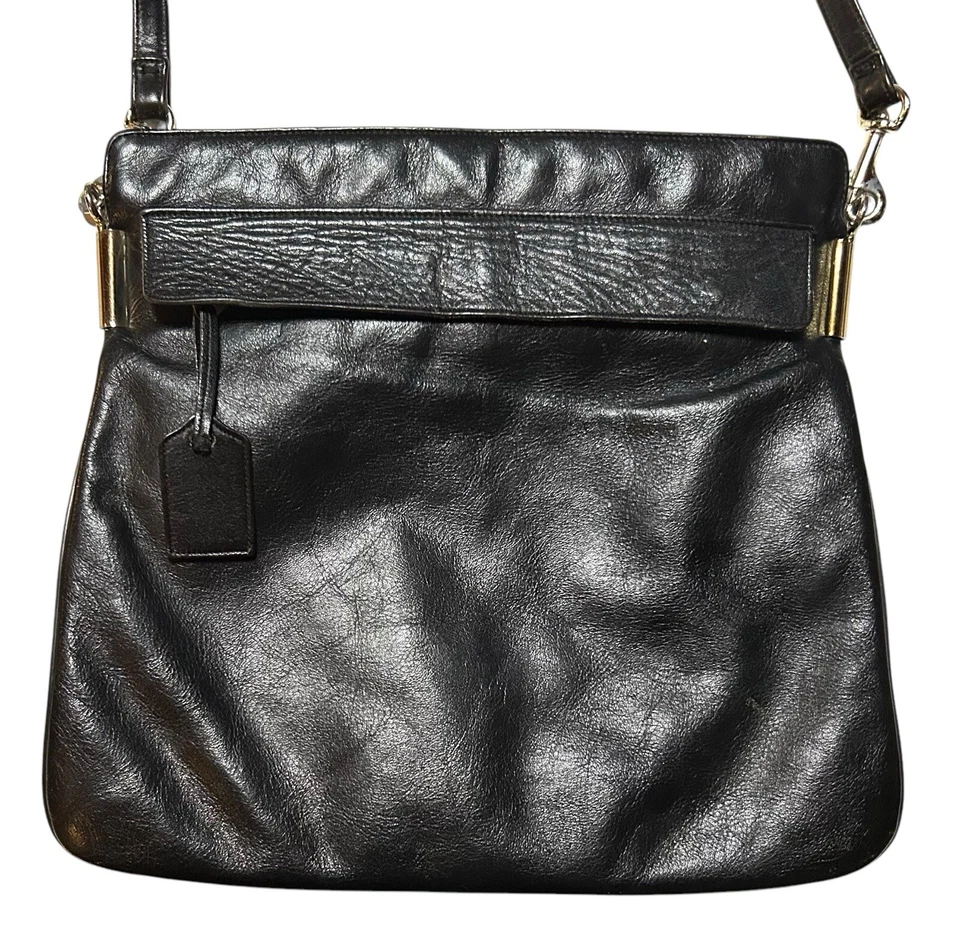 Lisette Cartera de Cuero Negro Bolso de Hombro para Mujer Dañado Leer Descripción Foto 2 de 4