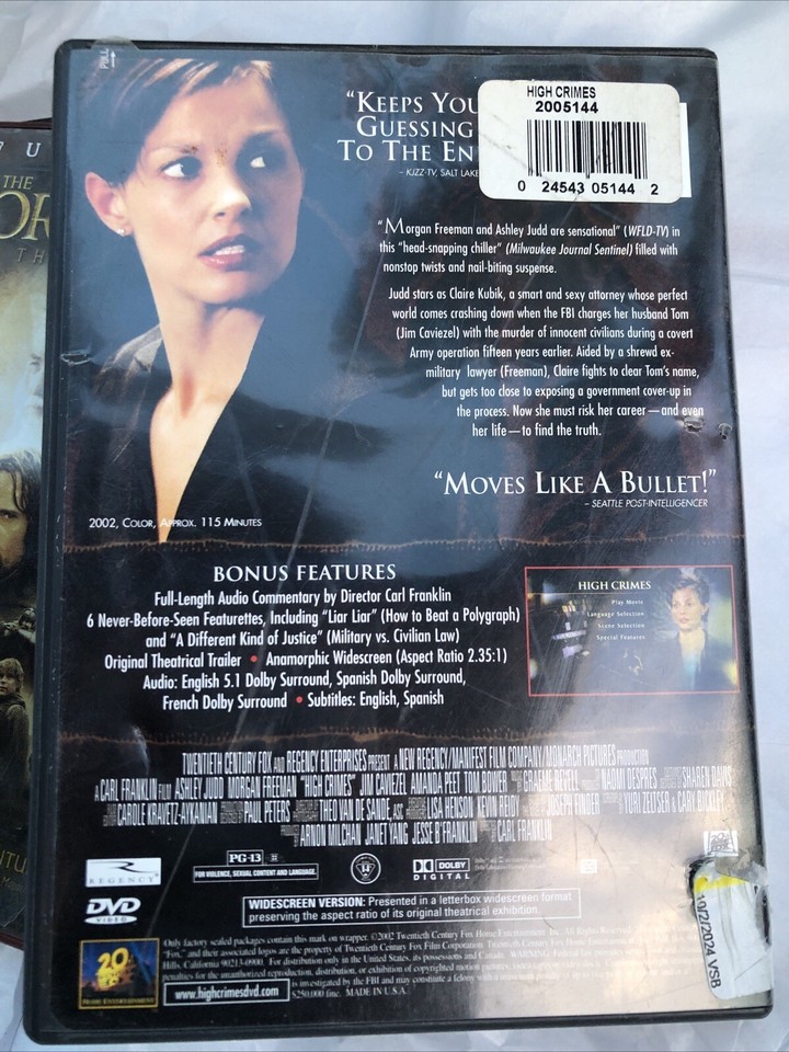 High Crimes DVD Judd Freeman 2002 Color 115 Min eBay