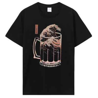 The Great Wave Of Week Craft Beer T-Shirt Men Drunk Alcohol Drinking Vintage Cot