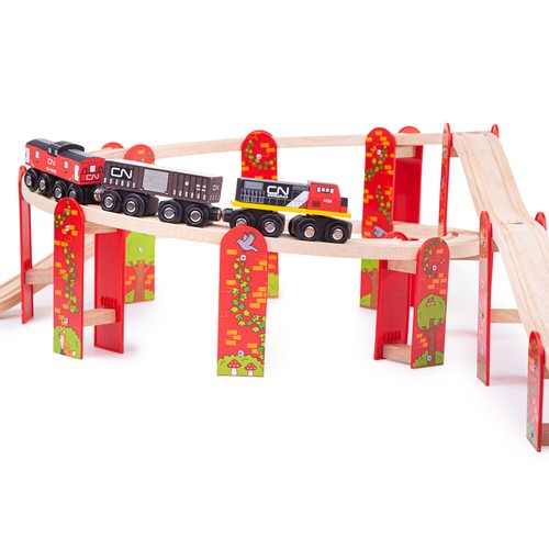 Paquete de expansión de alto nivel Bigjigs Rail, vía de tren de madera, juego de puentes de tren - Imagen 2 de 6