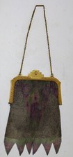 1920's Antique Flapper Purse Whiting  Davis Painted Mesh Evening Handbag 3