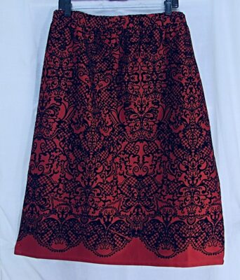 Melissa Paige STUNNING Black & TRUE Ruby Red Textured Flirty Skirt 2X NWT