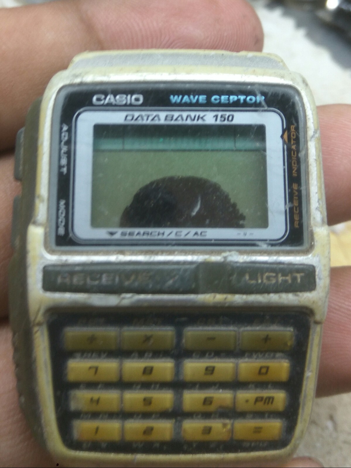 USED CASIO (2296) DBC-W150 Wave Cepto DATA BANK DIGITAL WATCH FOR PARTS/REPAIRS