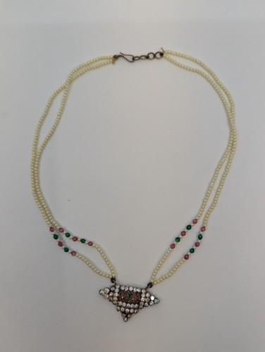 Vintage Seed Pearl and Quartz Bead Necklace and Crystal Rhinestone Earring Set - Picture 3 of 13
