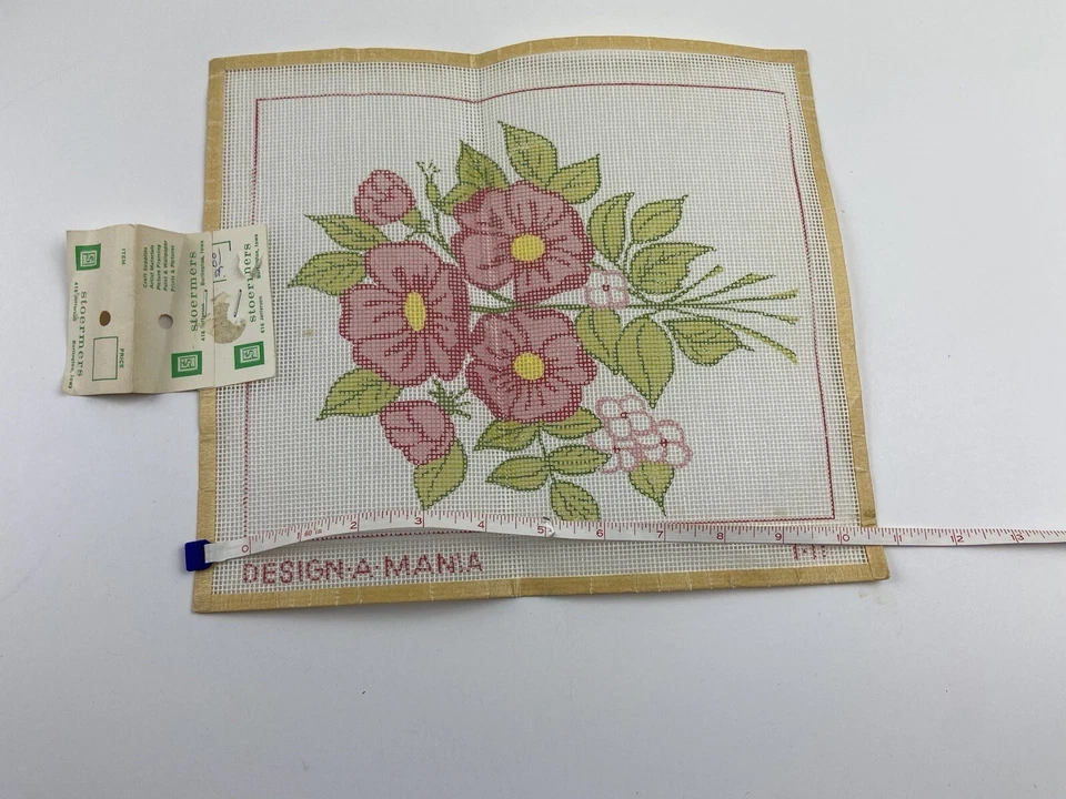 Needlepoint Canvas Pink Flower Daisy Geranium 10 In By 8 In - Image 3 of 4
