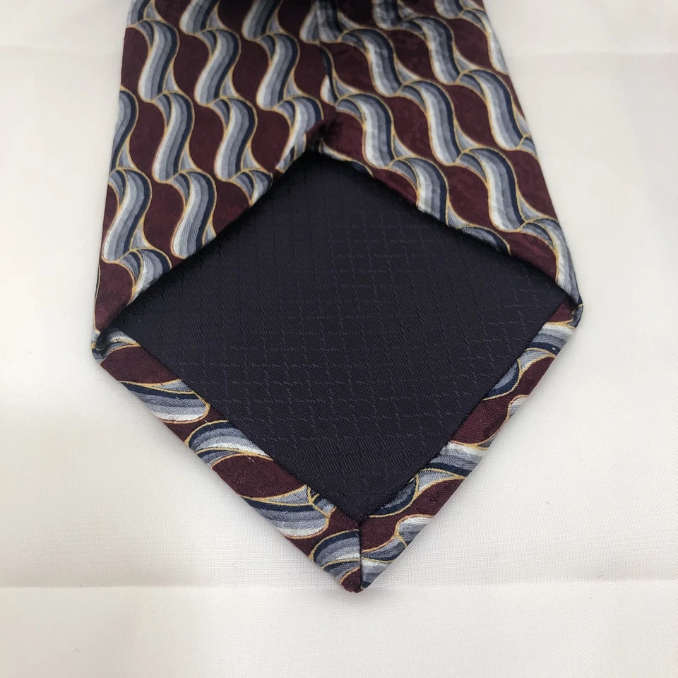 "Corbata de diseñador Albert Nipon geométrica azul rojo plata 57,5"" x 4""" Foto 3 de 4