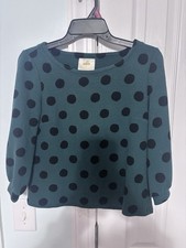 Anthropologie Women s Green/Black Polka Dot 3...