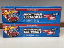 2 Pack Brush Buddies Hot Wheels Fluoride strawberry Flavor Toothpaste 4oz
