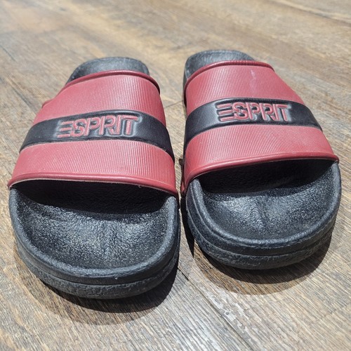 Vintage Esprit Slides Womens Size 7 Black Red Slip On Sandals Shoe Y2K 90s - Picture 2 of 10