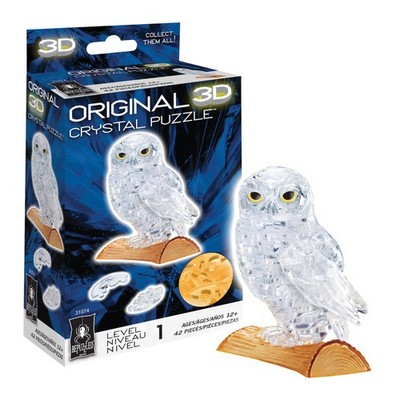 3D Crystal Owl Puzzle Clear Plastic Brain Teaser Model Figurine Building Toy