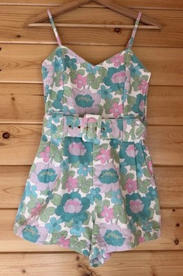 Show Me Your Mumu Size XS Sloane Tank Romper in Blue Fresh Floral Belted