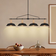 4-Light Linear Chandelier Black and Gold Kitchen Island Light Fixture 48 Inch...