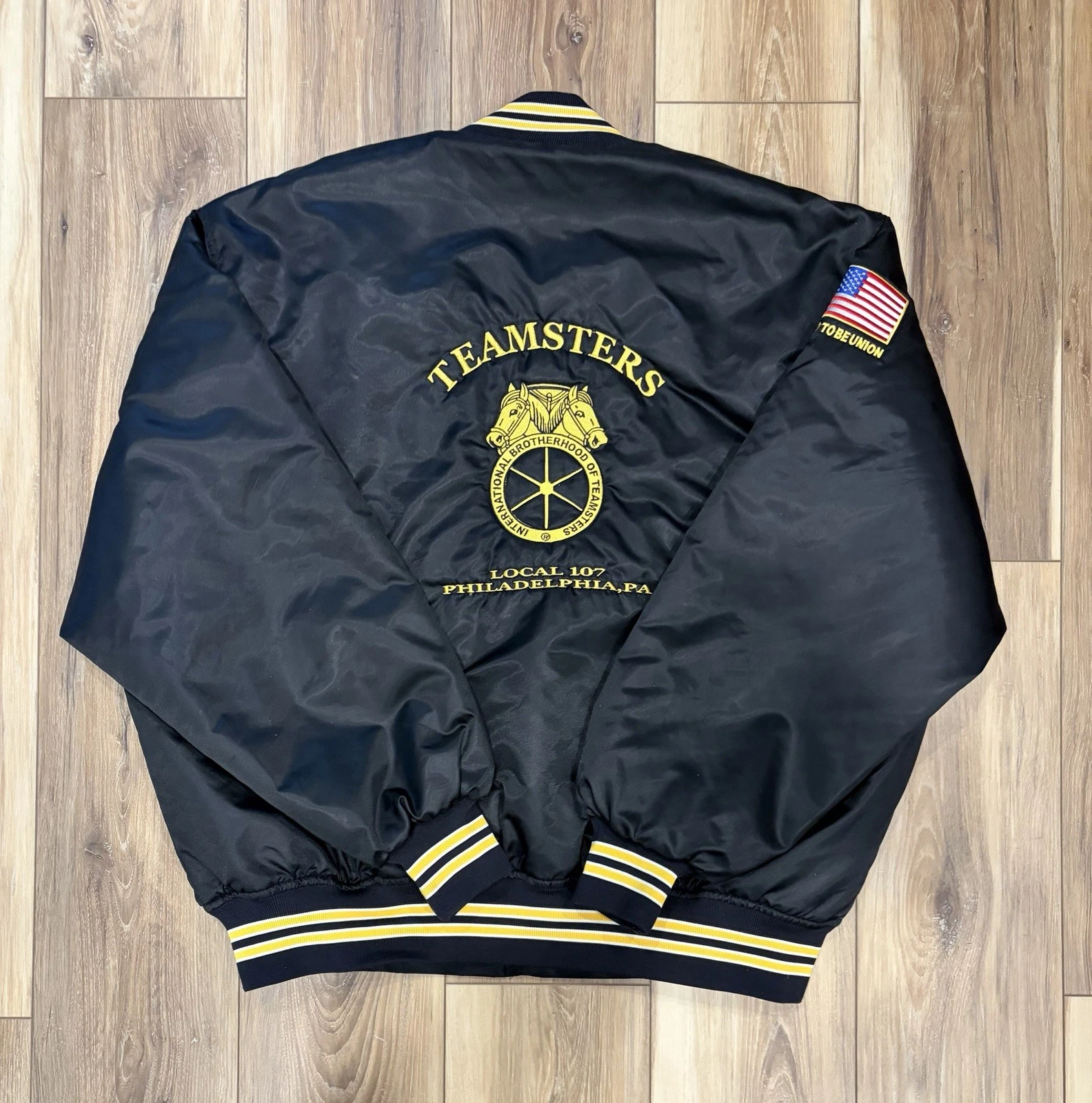 Vtg 90s Teamsters Local 107 Philly Satin Bomber Jacket 2XL Game Sportswear - product detail image 15