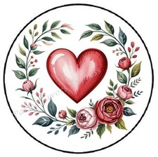 HEART ROSE WREATH VALENTINES DAY ENVELOPE SEALS LABELS STICKERS PARTY FAVORS