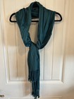 Vibrant Green Scarf with Fringe Viscose Rayon Women's OS