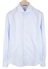SUITSUPPLY Men's Formal Shirt 40L/15.75L Blue Striped Cotton Extra Slim Cutaway