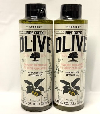 2 KORRES PURE GREEK OLIVE SHOWER GEL - Golden Apple   8.45oz. Set of TWO Sealed