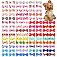 30PCS Dog Bow With Rubber Band Dog Hair Accessories Handmade Movable Puppy Bows