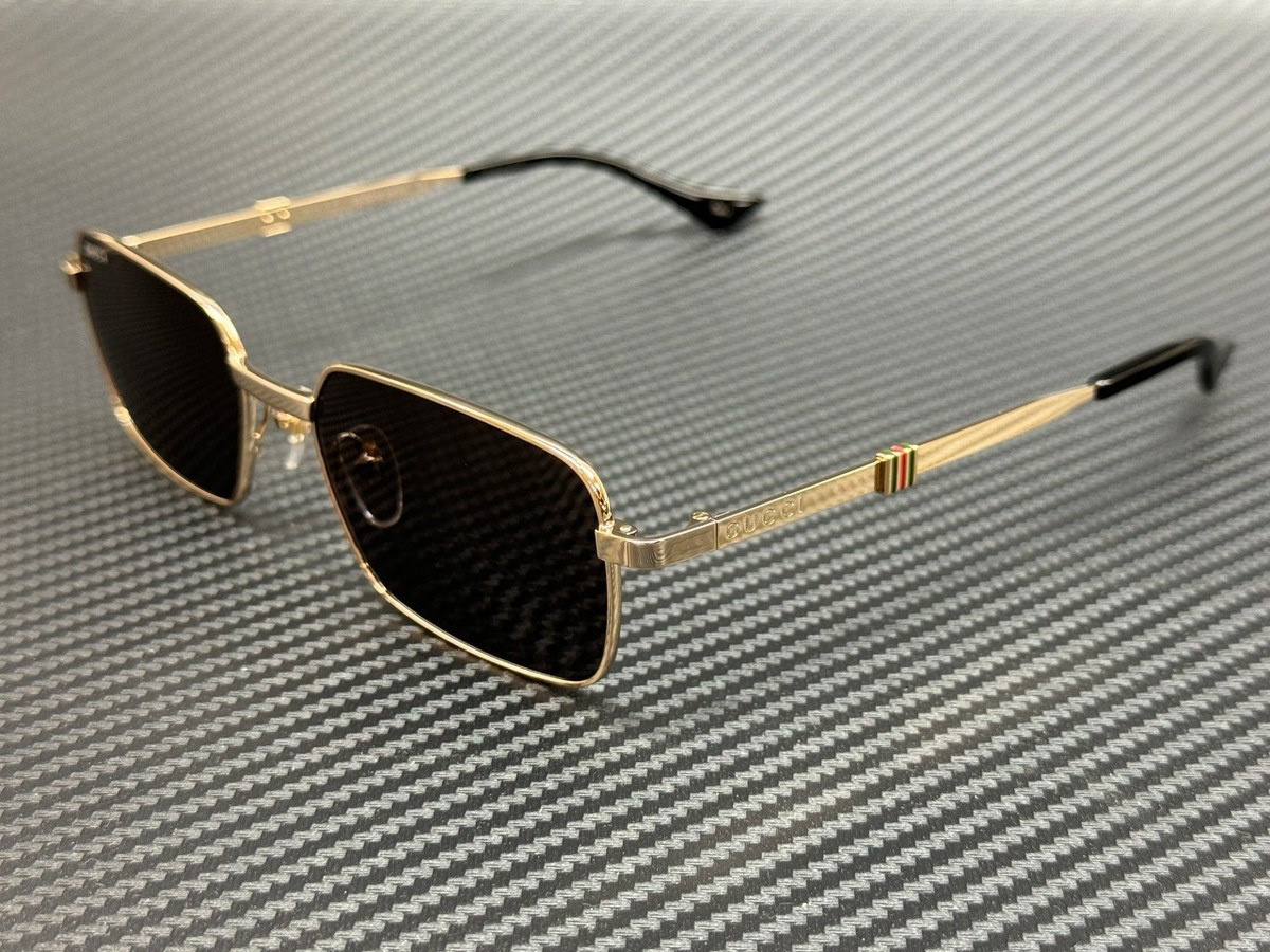 GUCCI GG1495S 001 Gold Grey Unisex Large 56 mm Sunglasses | eBay