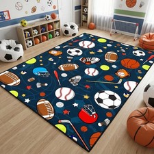 kodhyvj Sport Rug 4x5 ft Basketball Football Soccer for Kids Boys Bedroom