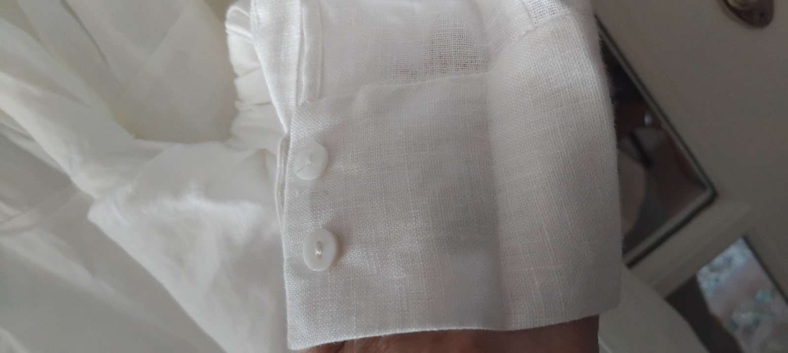 SOLD OUT ❤️ ZARA WHITE LINEN WRAP COAT DRESS, COVER UP W FRINGING SIZE S 18" P2P image 5