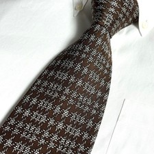Hermes Brown Pattern Silk Tie All Over Pattern