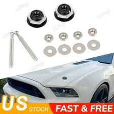 2Pcs Car Quick Release Hood Pins Lock Clip Universal Push Button Bonnet Black