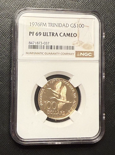Trinidad and Tobago 1976 FM Gold $100 NGC PF69UC