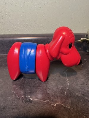 Vtg Tupperware Pull Apart Toy Dog ''Zoo It Yourself'' Animals Red Blue Yellow 70's